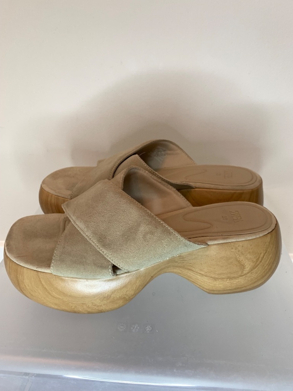 Zara Sand Brown Split Suede Sandals 39 - Picture 6 of 11